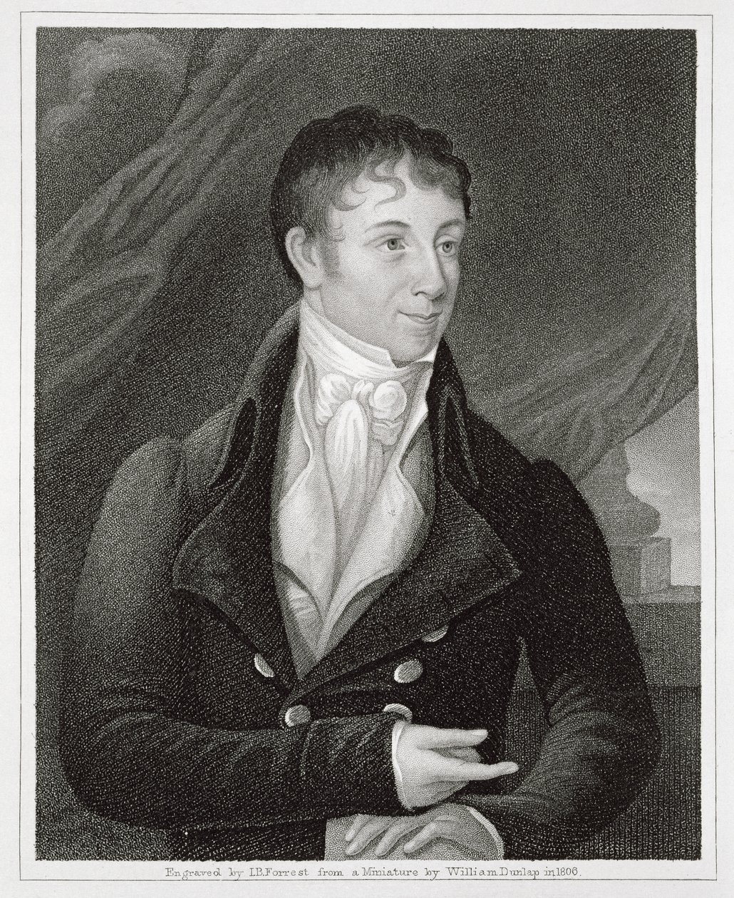 Portræt af Charles Brockden Brown (1771-1810), graveret af John B. Forrest (1814-70) (stik) af William (after) Dunlap