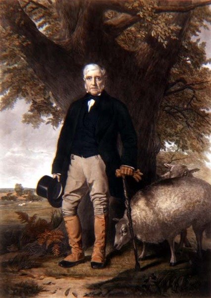 Portræt af Samuel Wiley med præmiefår, indgraveret af J. Andrews af William (after) Hay