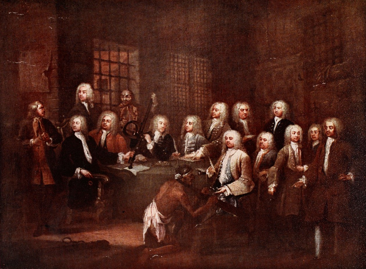 Et udvalg i Underhuset i Fleet Prison af William (after) Hogarth