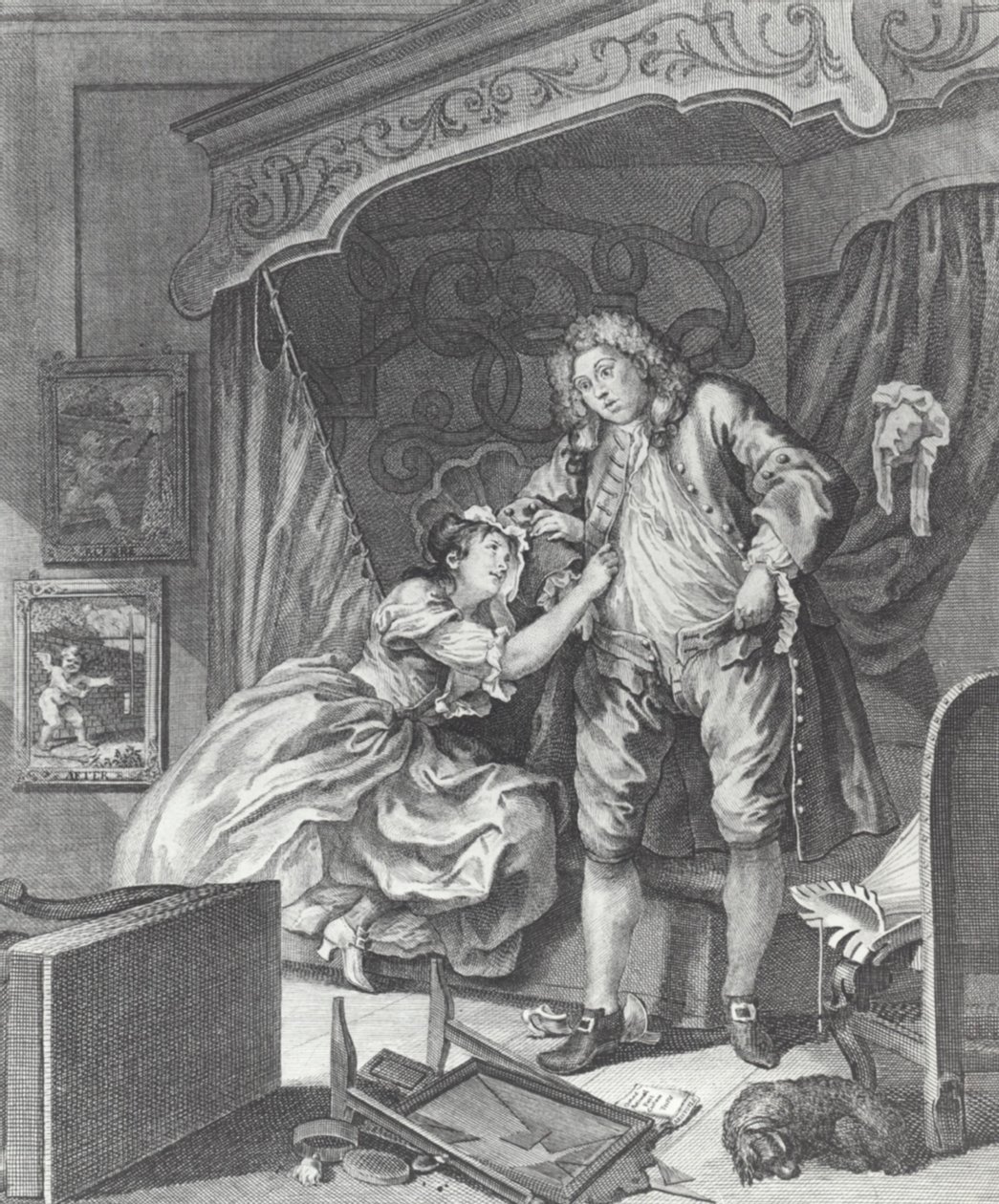 Kvinde bliver prostitueret i 1700-tallets England (gravering) af William (after) Hogarth