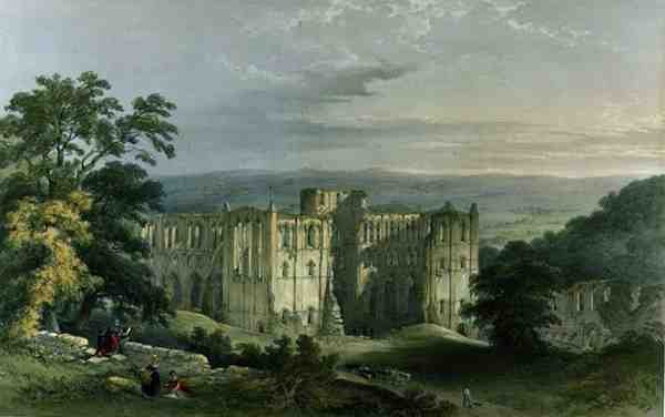 Rievaulx Abbey i Rye Valley, fra 
