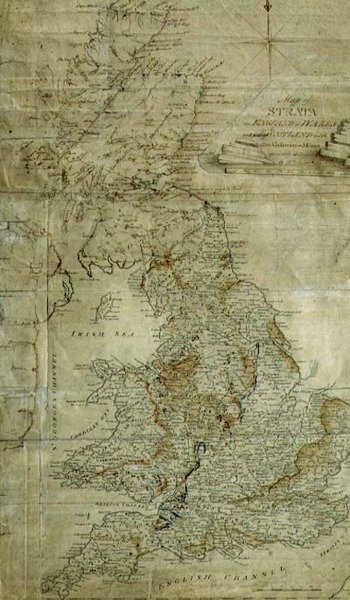 Kort over lag i England, Wales og en del af Skotland, indgraveret af John Cary, ca. 1802-3 (gravering) af William (after) Smith