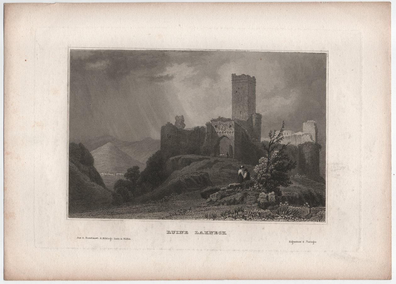 Ruin Lahneck af William (after) Tombleson