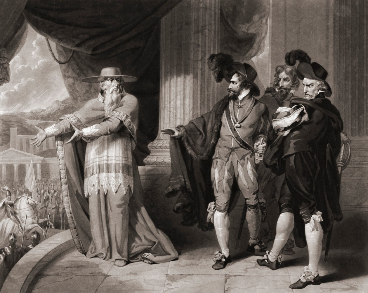 Francisco Jimenez de Cisneros svarer de adelige. (Print) af William (after) Ward