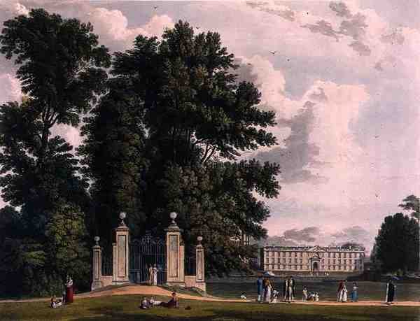 Indgang til Avenue fra Clare Hall Piece (The New Building of Kings), Cambridge, fra 
