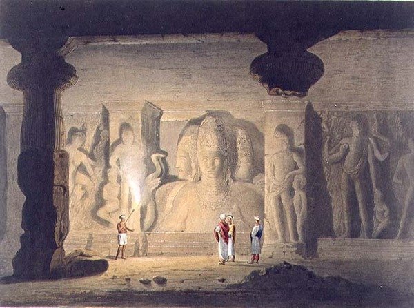The Great Triad i Cave Temple of Elephanta, nær Bombay, i 1803, fra bind II af 