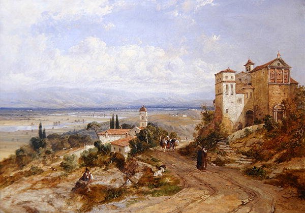 To klostre i Nemi, Italien af William (attr. to) Oliver