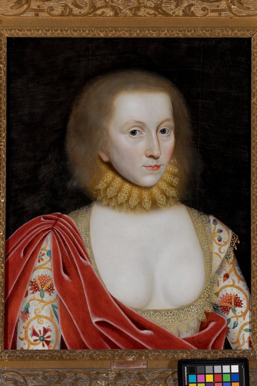 Portræt af en dame, ca. 1585-1619 (olie på panel) af William (studio of) Larkin