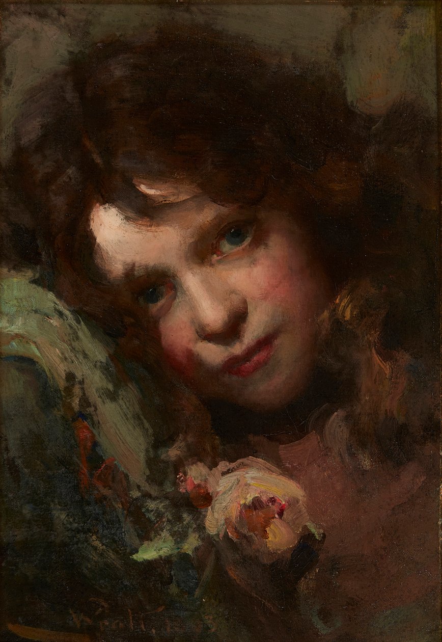 Studie af et hoved (olie på lærred) af William A. Pratt