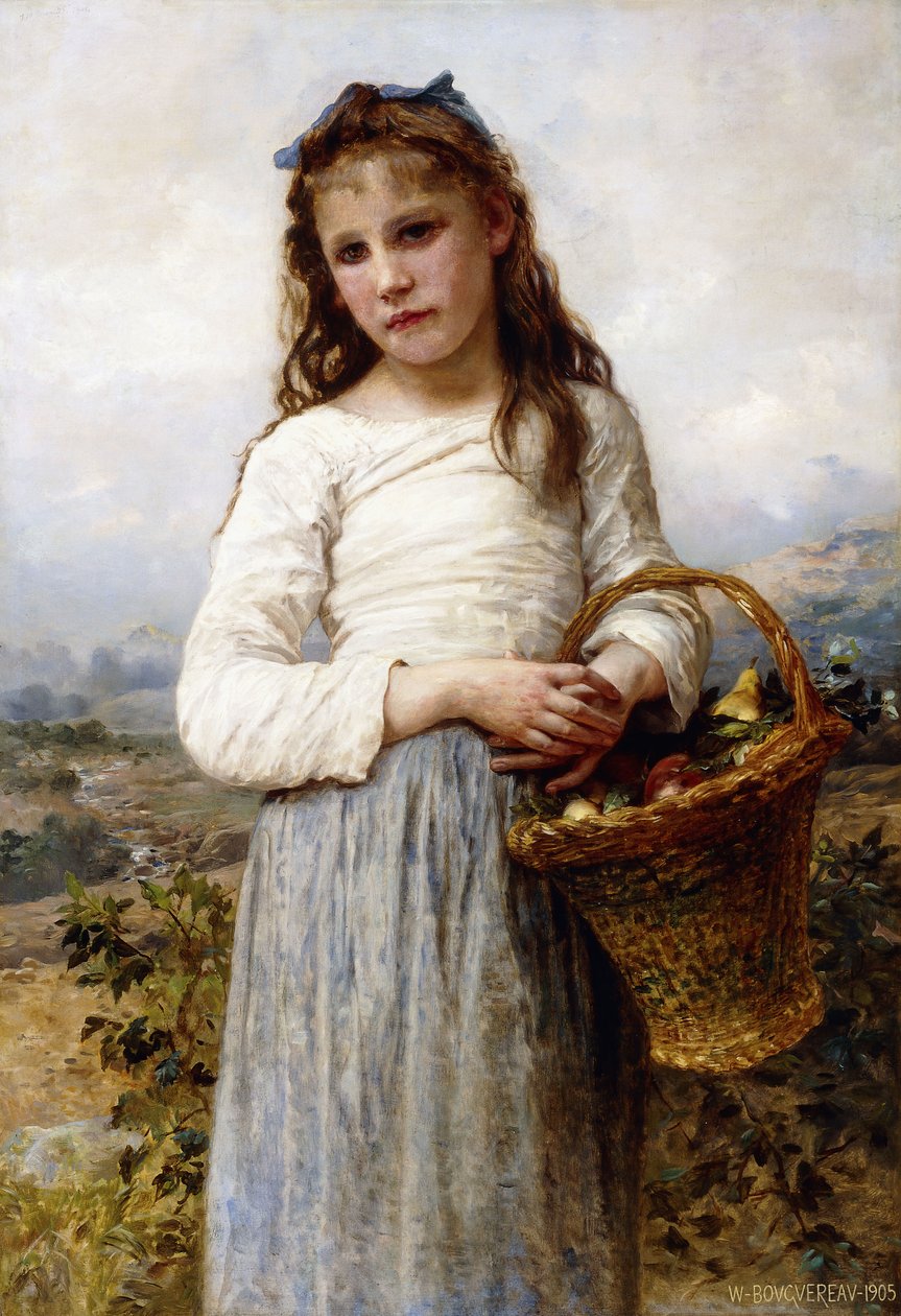 En ung pige med en kurv med frugt, 1905 af William Adolphe Bouguereau