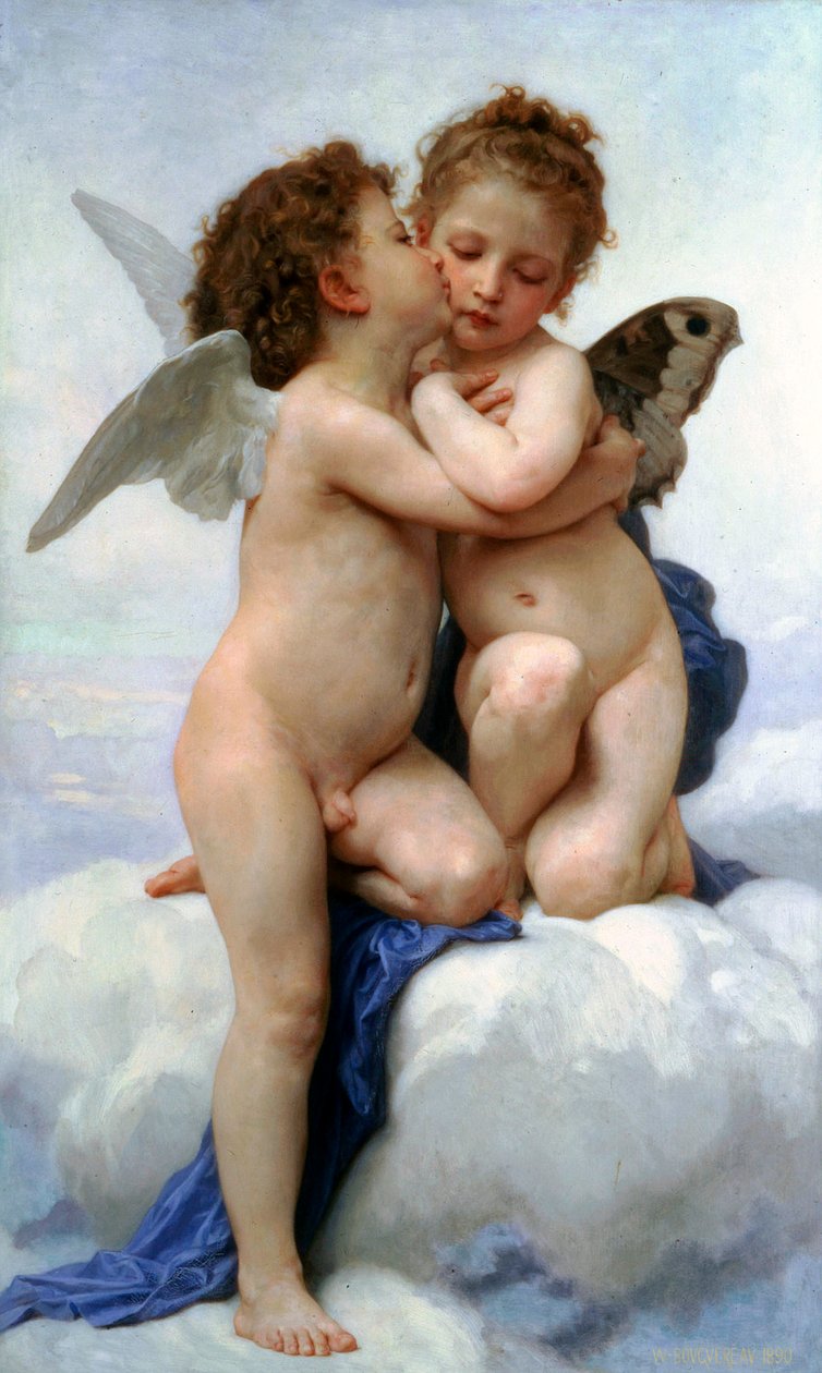 Amor og Psyke som børn, Det første kys, 1890. af William Adolphe Bouguereau