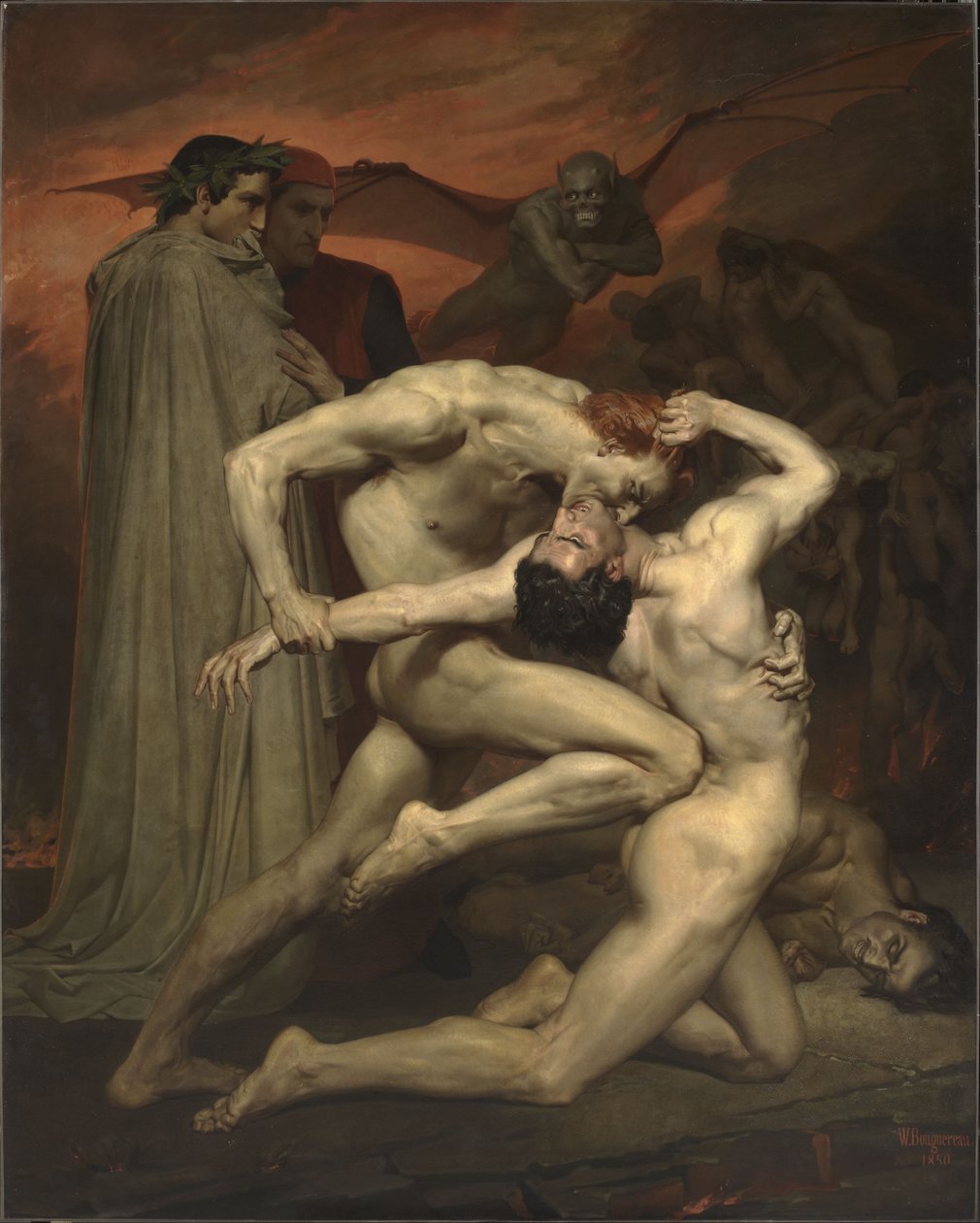 Fransk:  Dante et Virgile Dante og Virgil i helvede af William Adolphe Bouguereau