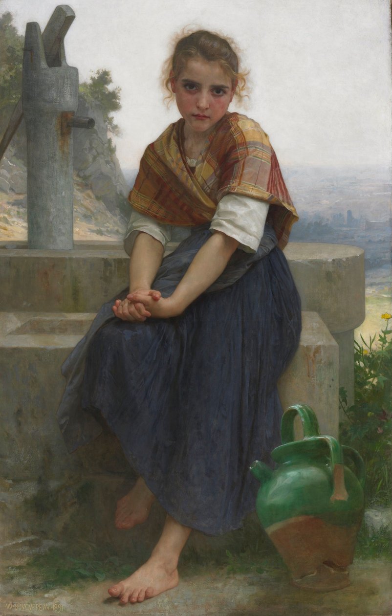Fransk:  La Cruche Cassée Den ødelagte kande af William Adolphe Bouguereau