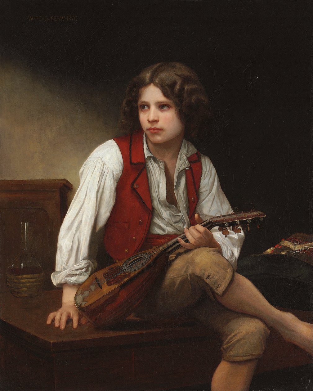 Italiensk med mandolin, 1870 af William Adolphe Bouguereau