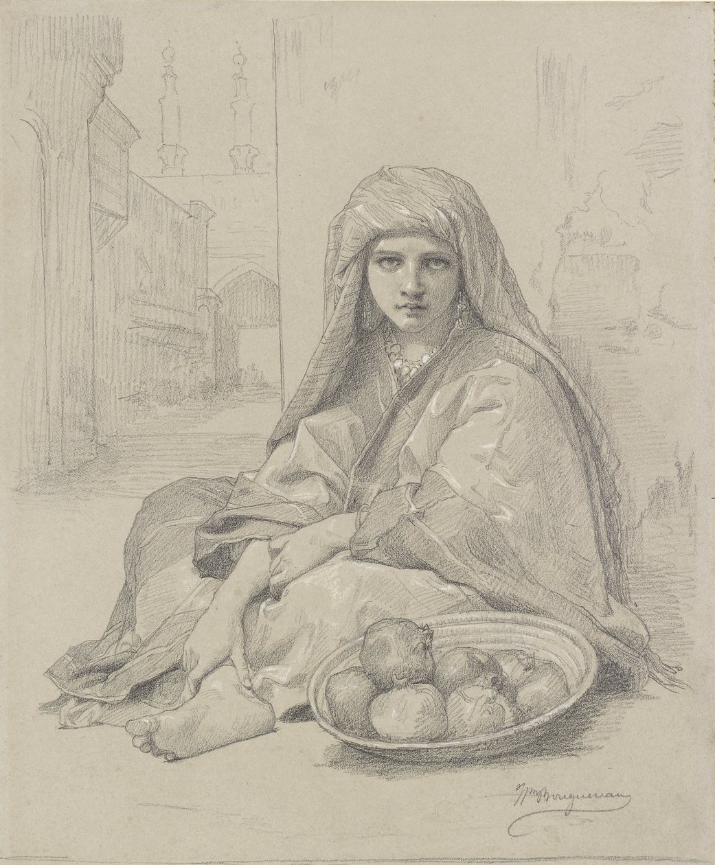 Nordafrikansk pige, der sælger granatæbler, slutningen af det 19. århundrede af William Adolphe Bouguereau
