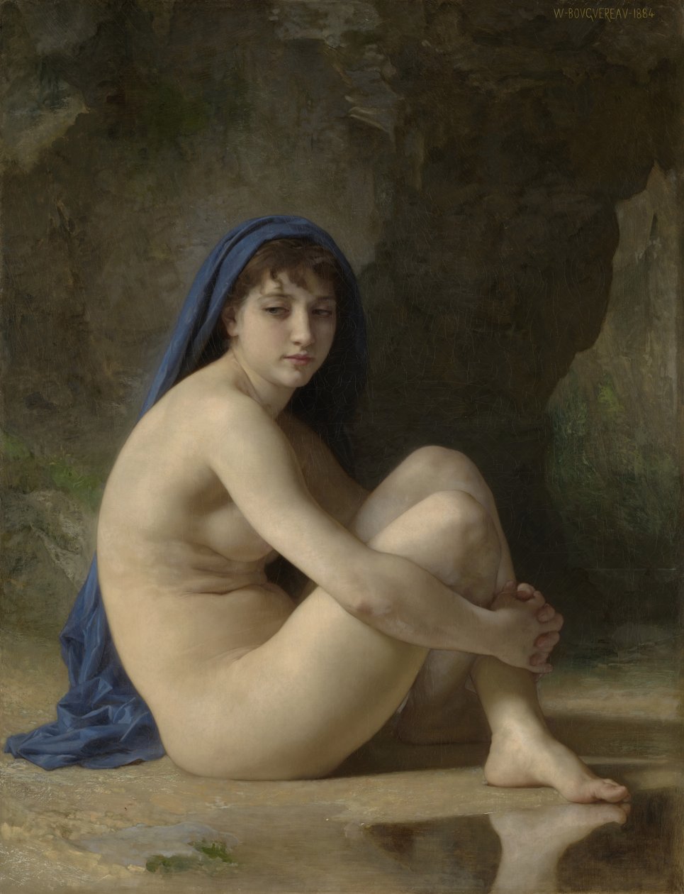 Siddende nøgen, 1884 af William Adolphe Bouguereau