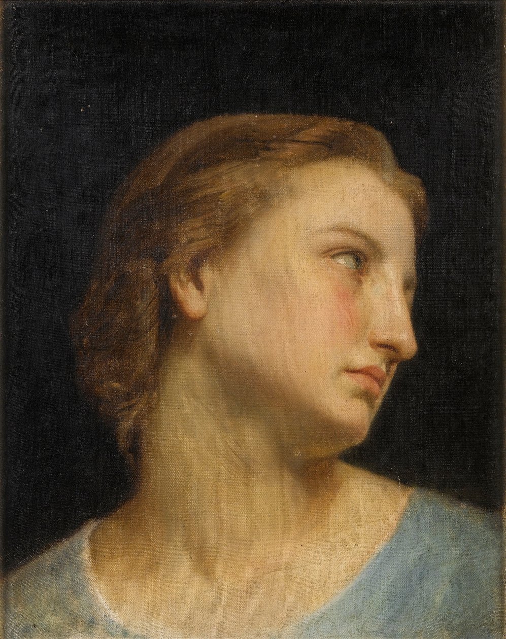 Study of a Womans Head (olie på lærred) af William Adolphe Bouguereau