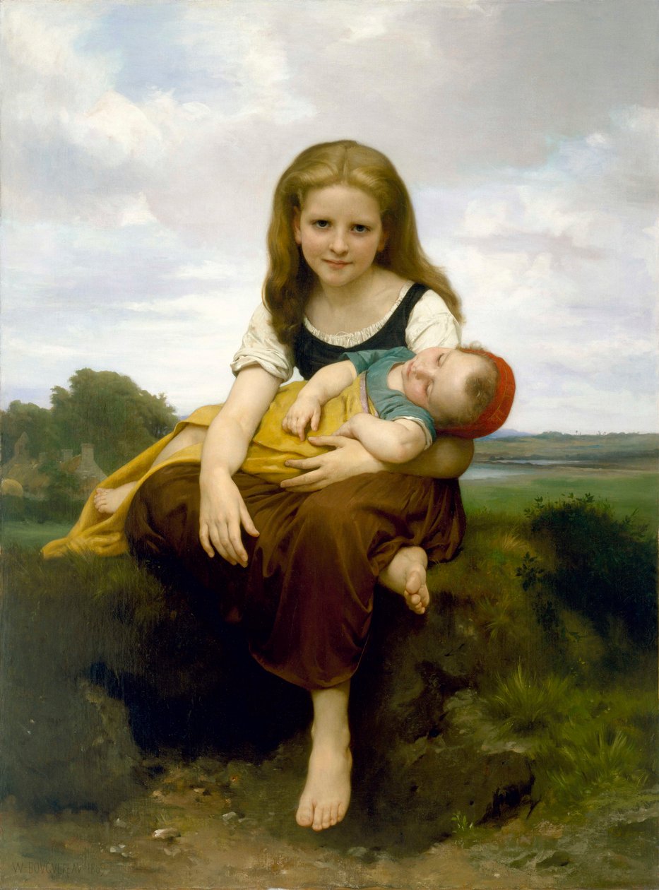 ""Den ældre søster"" (La Soeur ainee) Peinture de William-Adolphe Bouguereau (1825-1905) 1869 - Olie på lærred - Dim 130x97,2 cm Museum of Fine Arts, Houston af William Adolphe Bouguereau