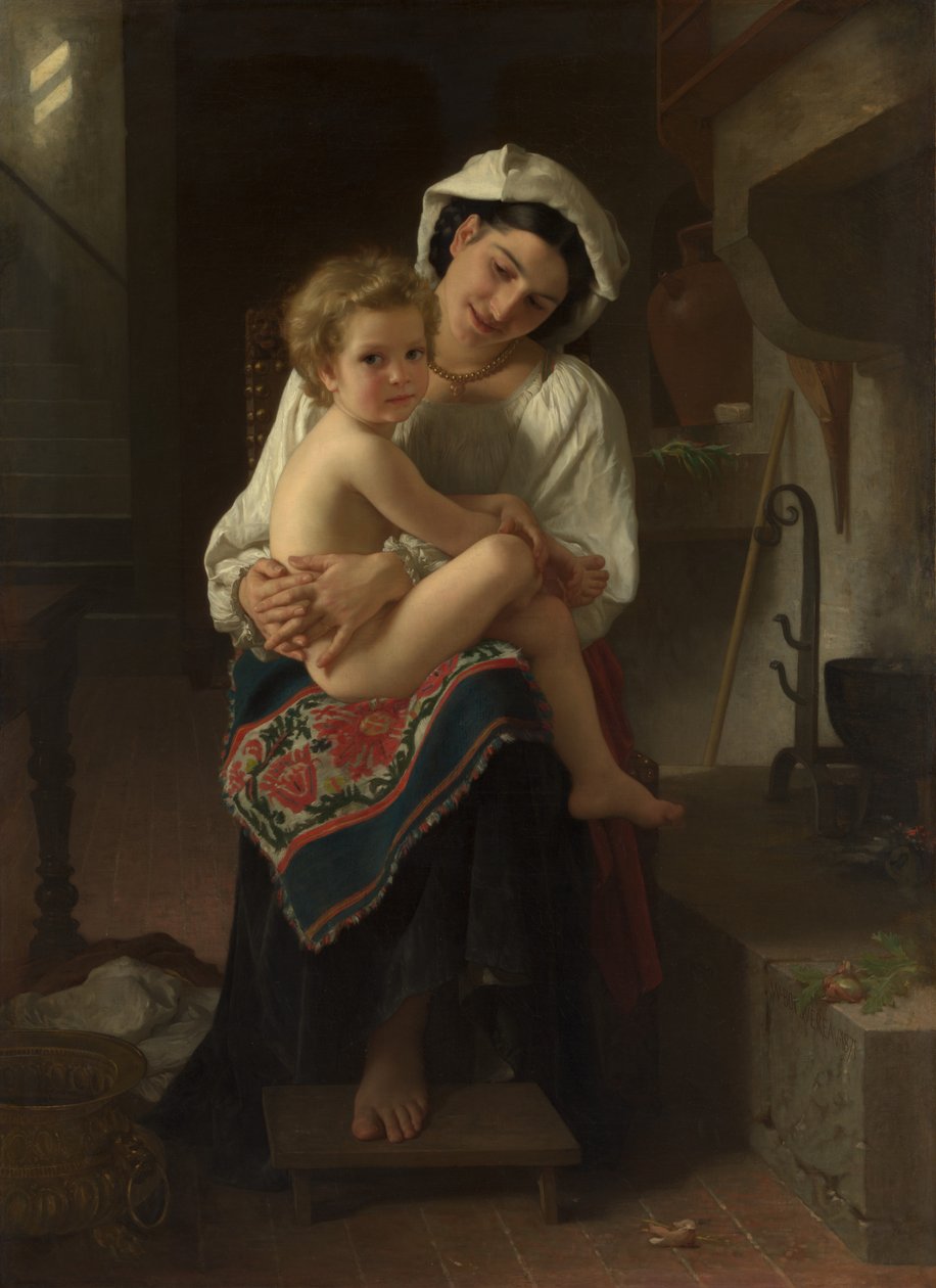 Ung mor stirrer på sit barn, 1871. af William Adolphe Bouguereau