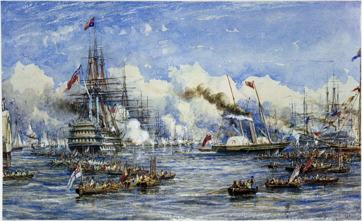 Hendes Majestæts besøg på flagskibet den 11. august af William Adolphus Knell