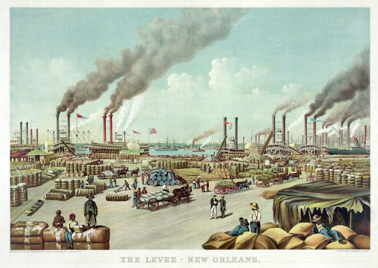 The Levee, New Orleans, pub. Currier & Ives af William Aiken Walker