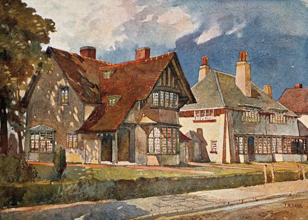 Arbejderhjem i Bournville, nær Birmingham af William Alex Harvey