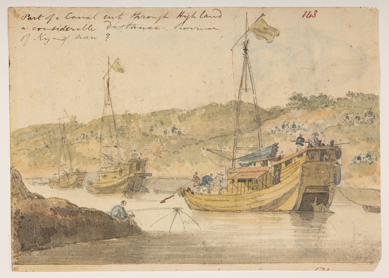 143’ En del af en kanal skar gennem højt land et betydeligt stykke. Kyangnan-provinsen.