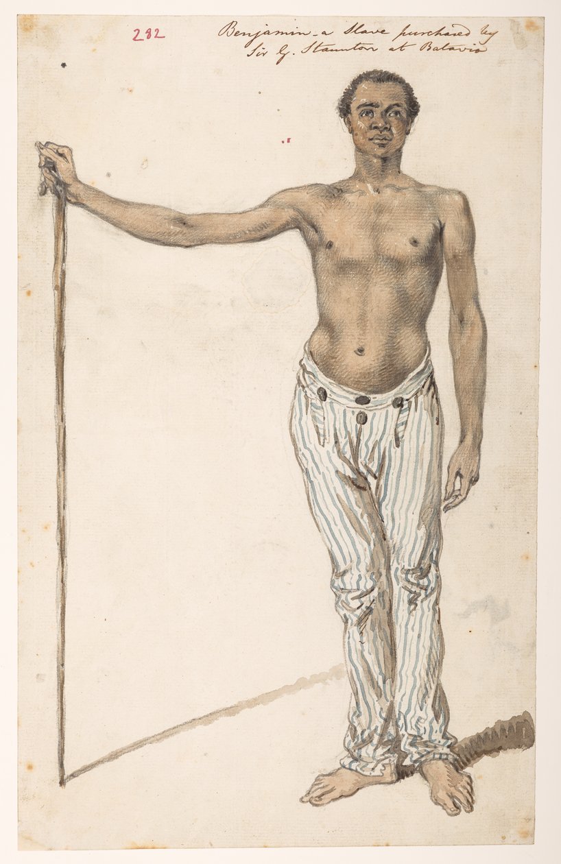 Benjamin - en slave købt af Sir G. Staunton i Batavia.’Album med 278 tegninger af landskaber, kystlinjer, kostumer og hverdagsliv lavet under Lord Macartneys ambassade til kejseren af Kina. Mellem 1792 og 1794. Kunstner(e): Alexander, William (1767- af William Alexander