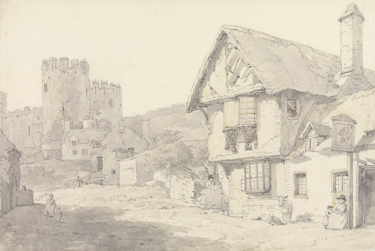 Conway, North Wales: Slottet og Old College House af William Alexander