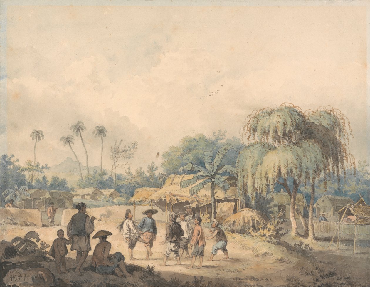 Indfødte i Cochin, der spiller fjerbold i Kina af William Alexander