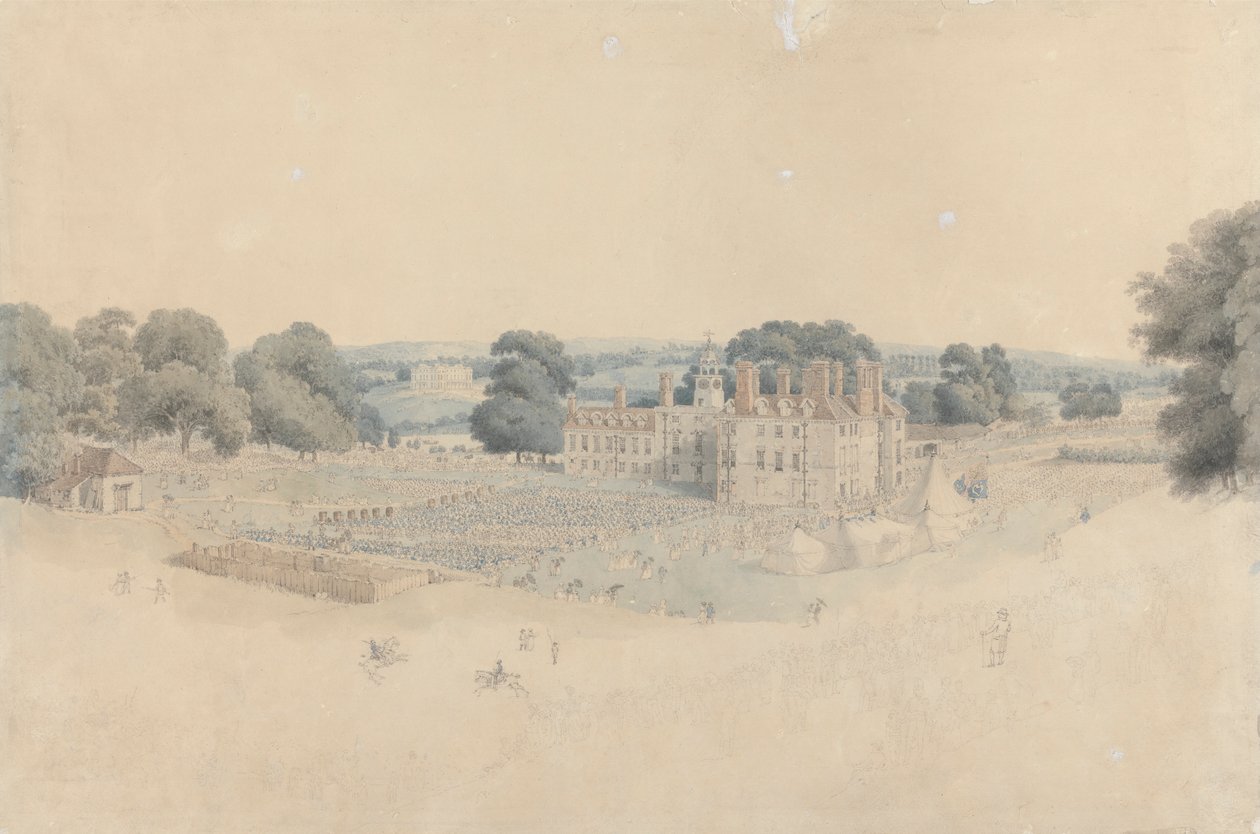Middagen i Mote Park, Maidstone, efter Royal Review of the Kentish Volunteers af William Alexander