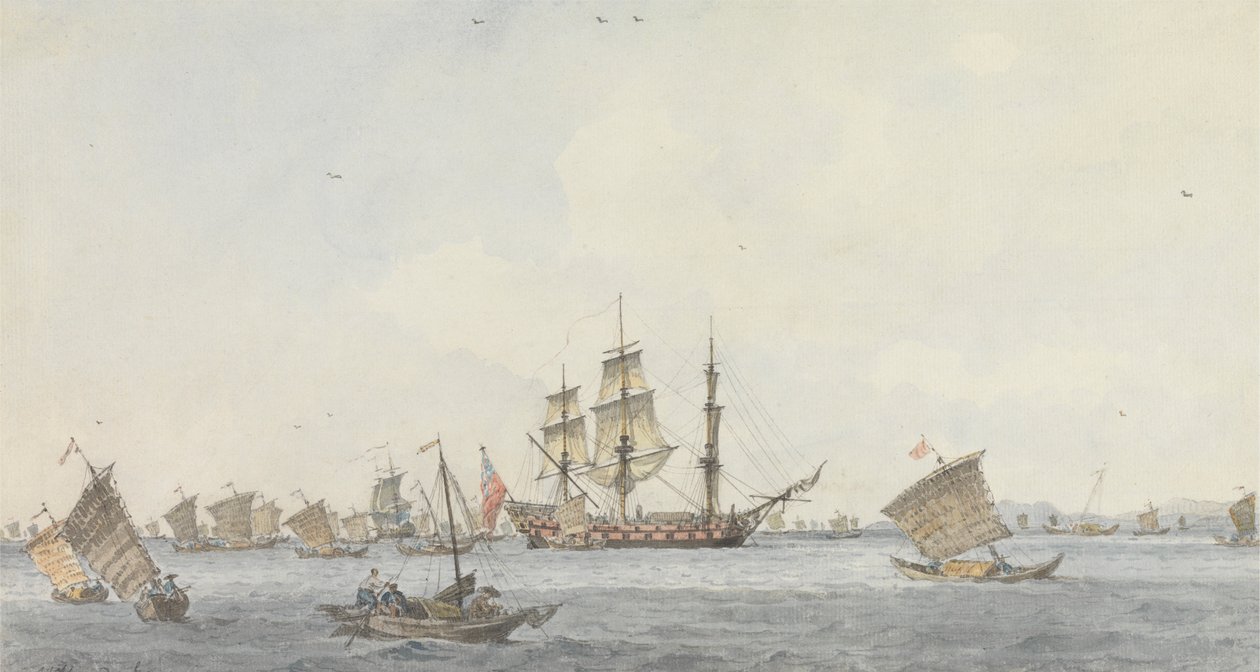 Hindostan ved anker i Mi-a-tau-strædet i byen Ten-choo-fou ved indgangen til Pekin-bugten af William Alexander