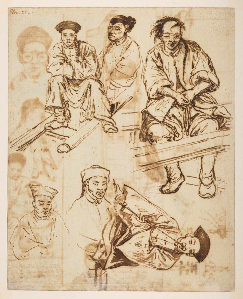 [f.57 140v Figurstudier, kinesiske mænd. 