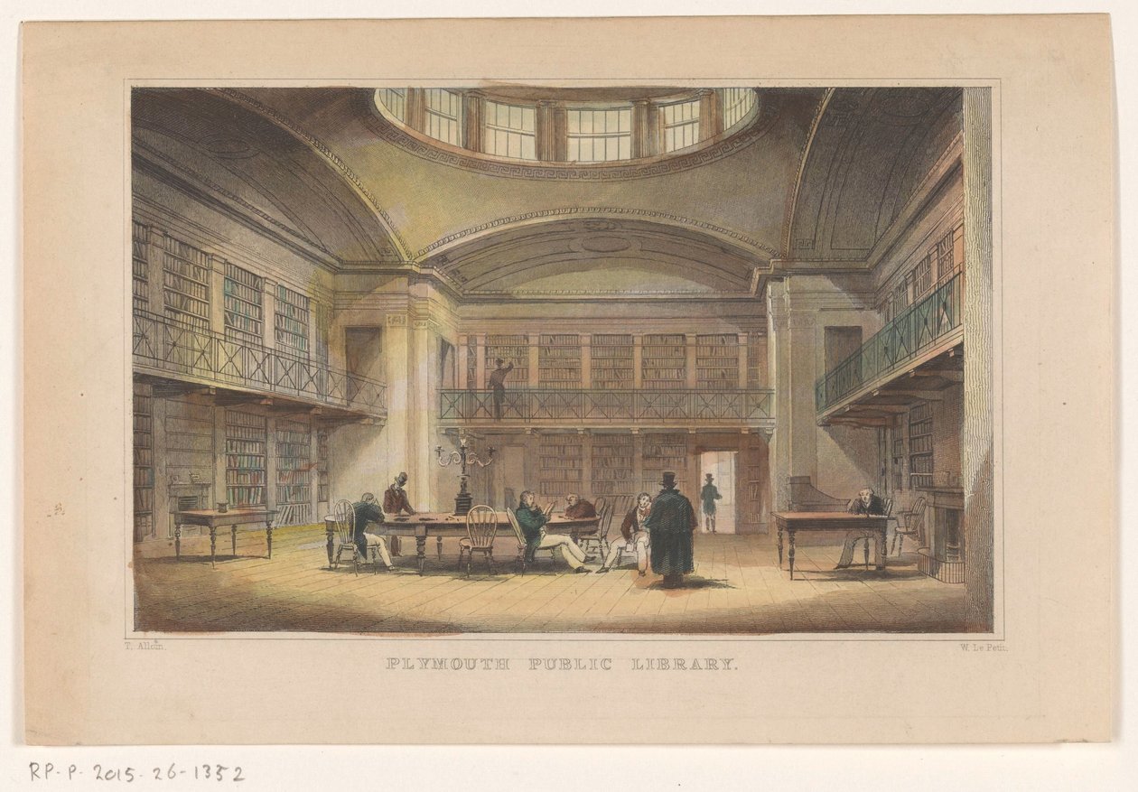 Bibliotheek van Plymouth Plymouth Public Library (titel på objekt) af William Alexander Le Petit