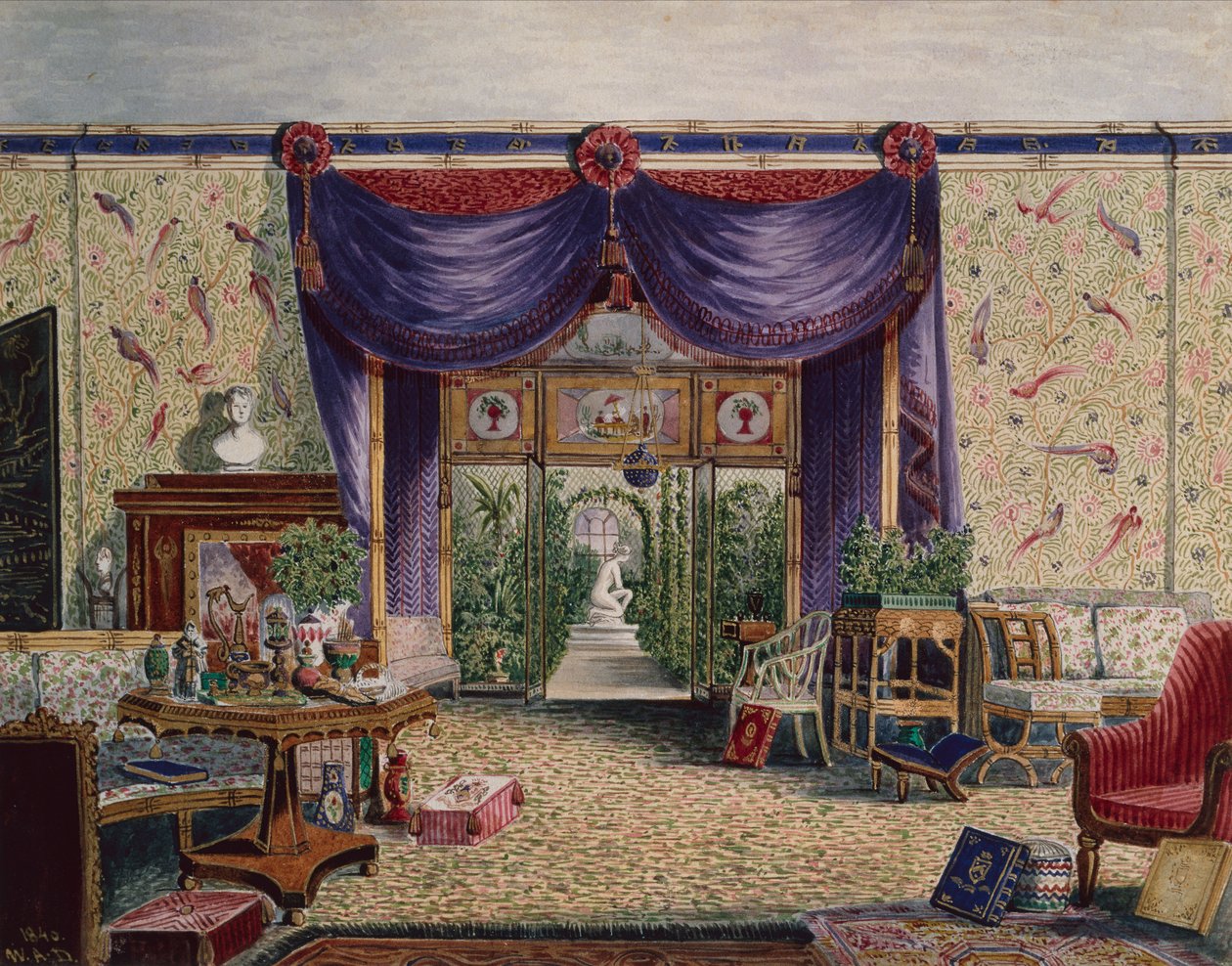 Det kinesiske værelse i Middleton Park, Oxfordshire af William Alfred Delamotte