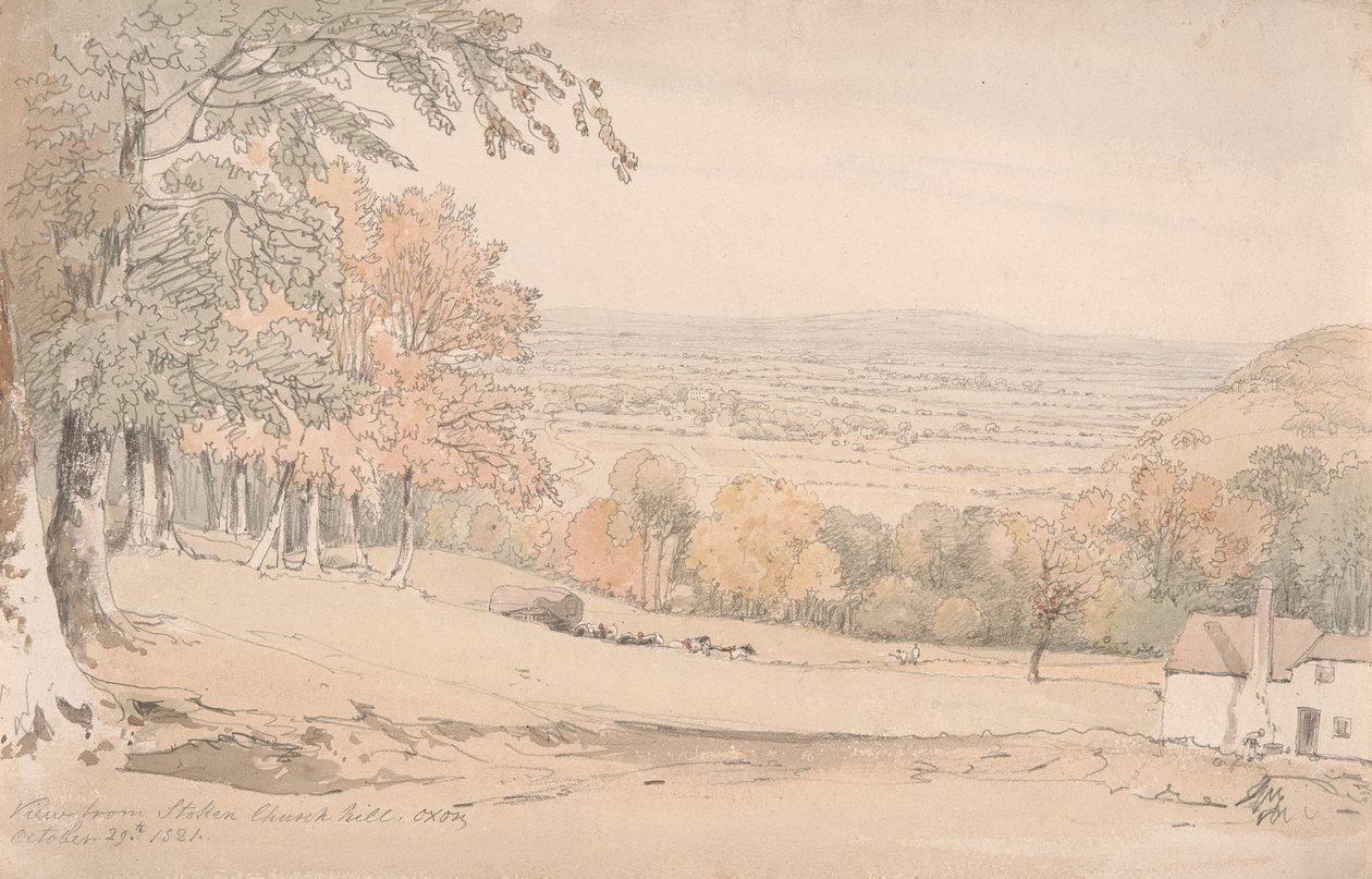 Udsigt fra Stokenchurch Hill, Buckinghamshire af William Alfred Delamotte