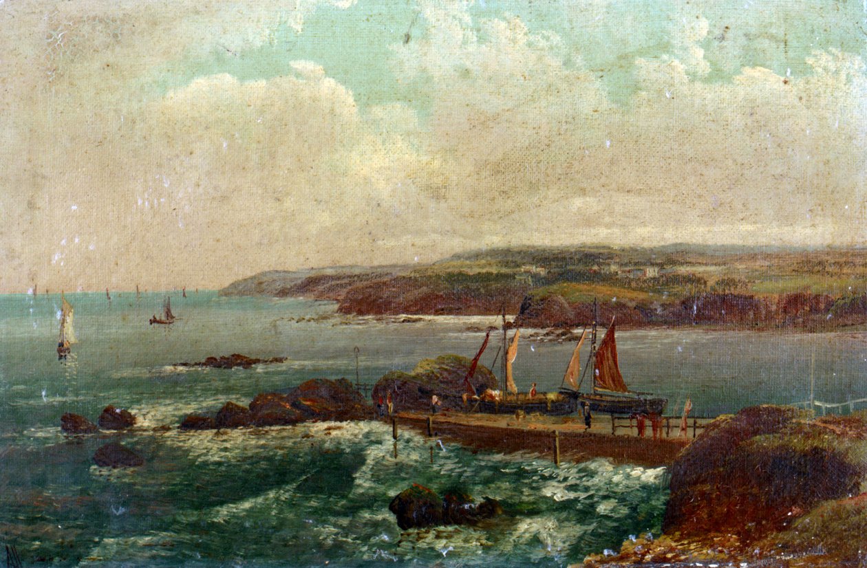 Port Bude i Devon (England). Olie på lærred af William Allan (1782-1850). af William Allan