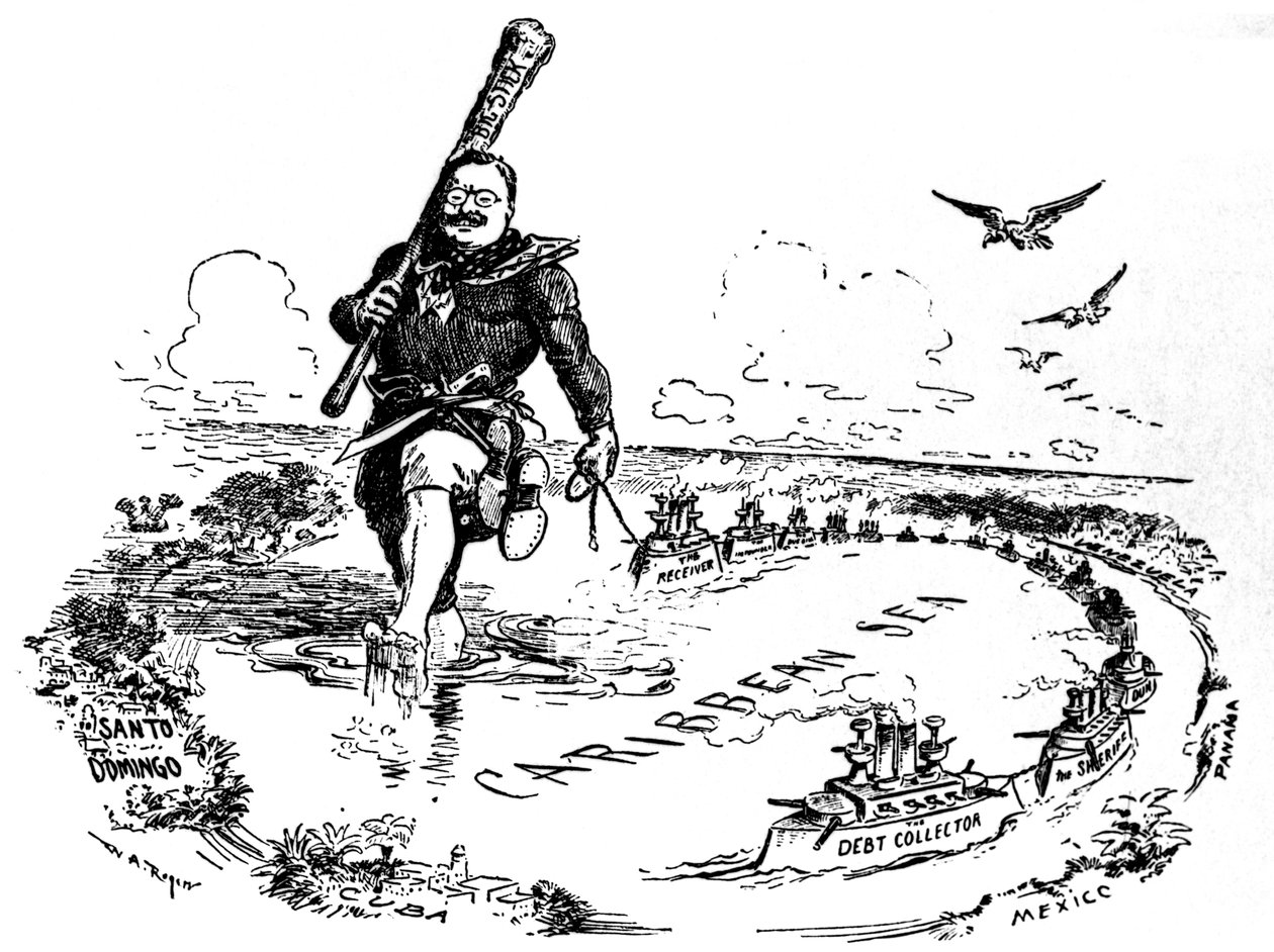 Den store pind i det caribiske hav. Karikatur af Theodore Roosevelt, 1904 af William Allen Rogers