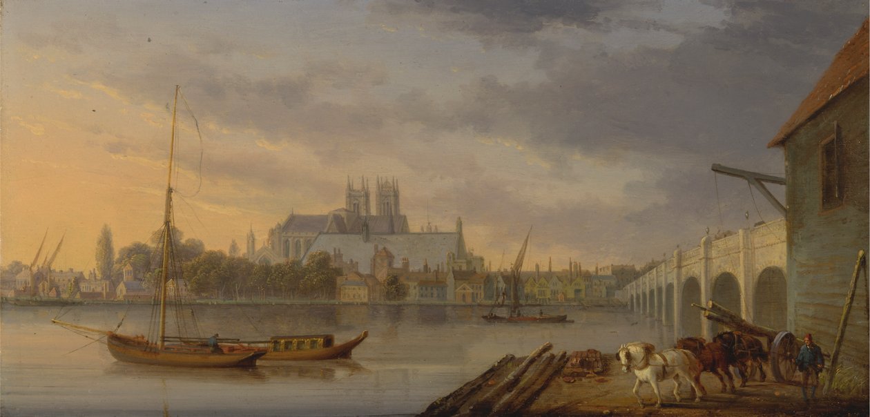 Udsigt over Westminster Bridge og Abbey fra South Side af William Anderson