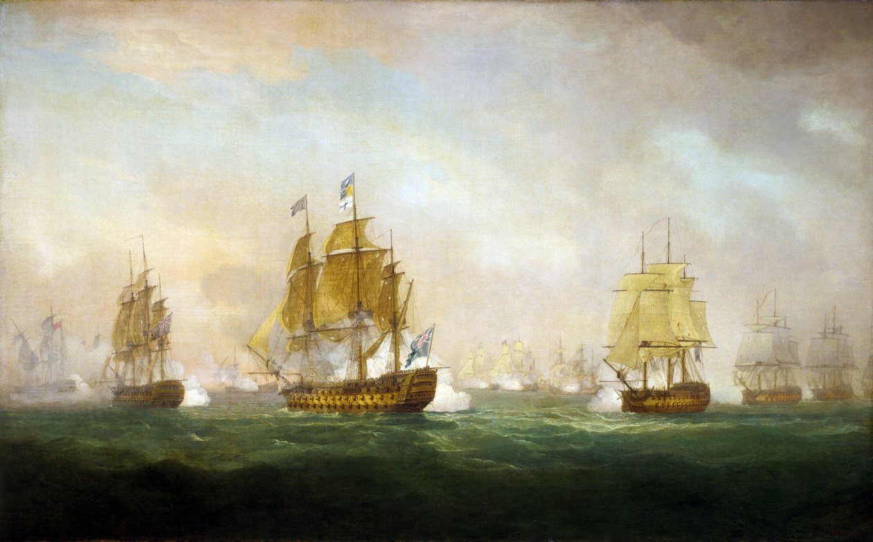 Slaget ved Kap Finisterre (Finistère), begyndelsen af det 19. århundrede (olie på lærred) af William Anderson