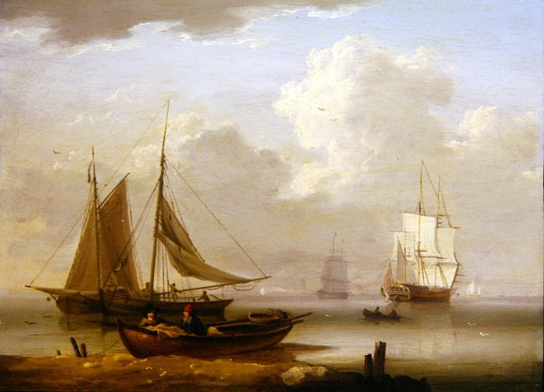 Marine, ca. 1800 (olie på tavle) af William Anderson