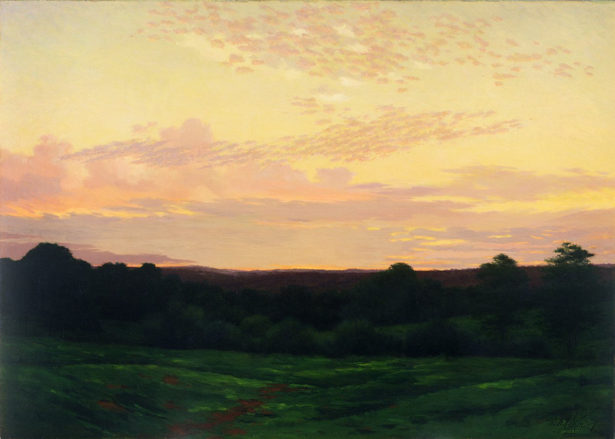 Aften, Somerset Valley, Pennsylvania, ca. 1898 (olie på lærred) af William Anderson Coffin