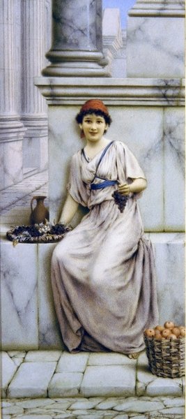 A Roman Fruitseller (akvarel på papir) af William Anstey Dollond