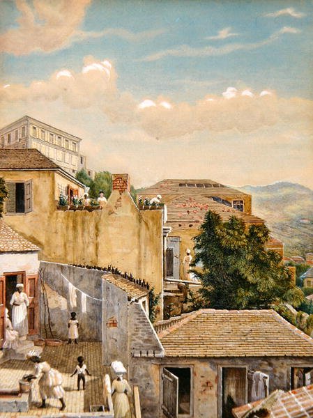 En familie på et tag i St Thomas, Jomfruøerne af William August Thulstrup
