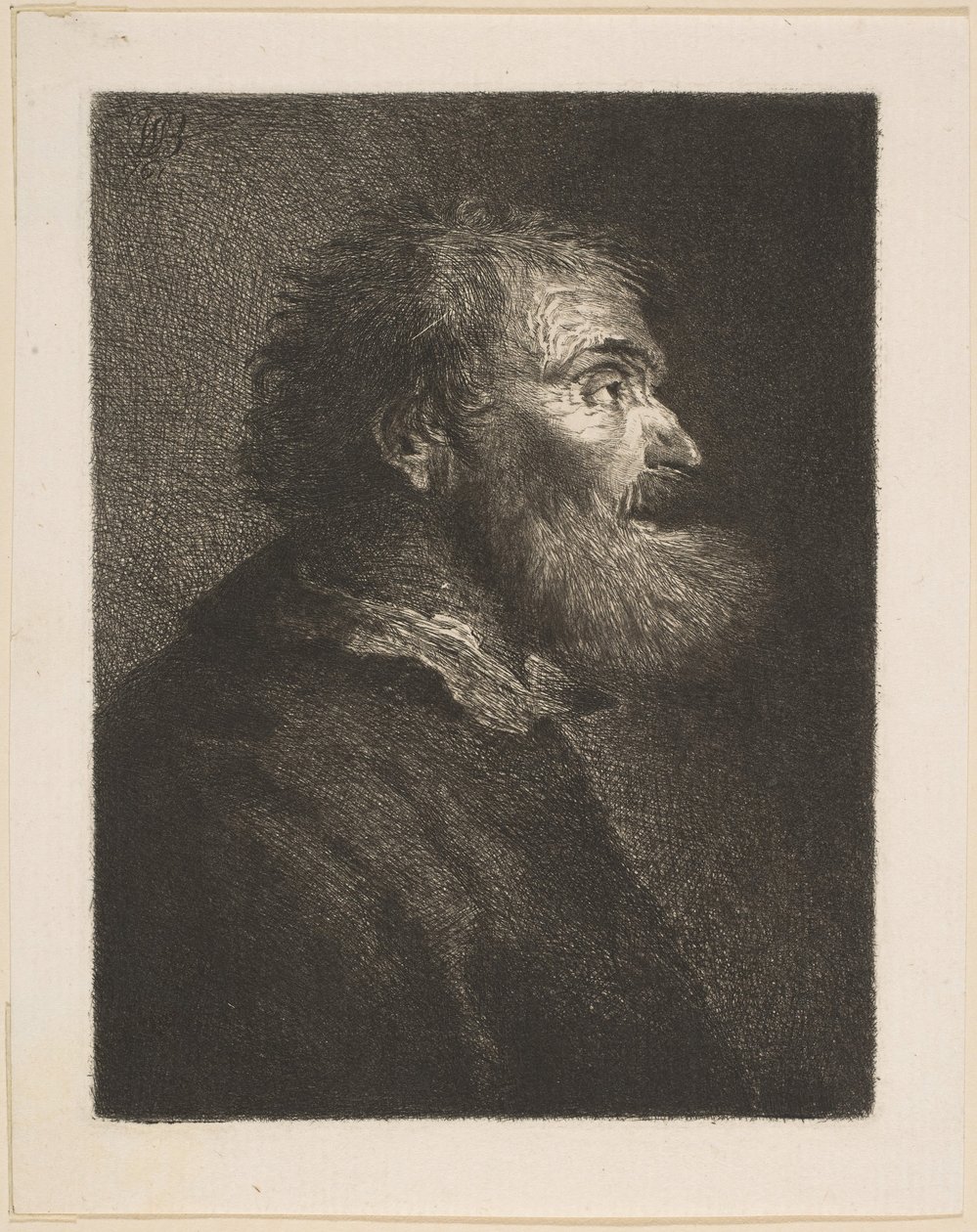 En gammel mand i profil, 1761. af William Baillie
