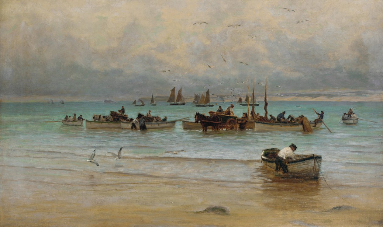 Indlæser fisk ved lavvande, St. Ives af William Banks Fortescue