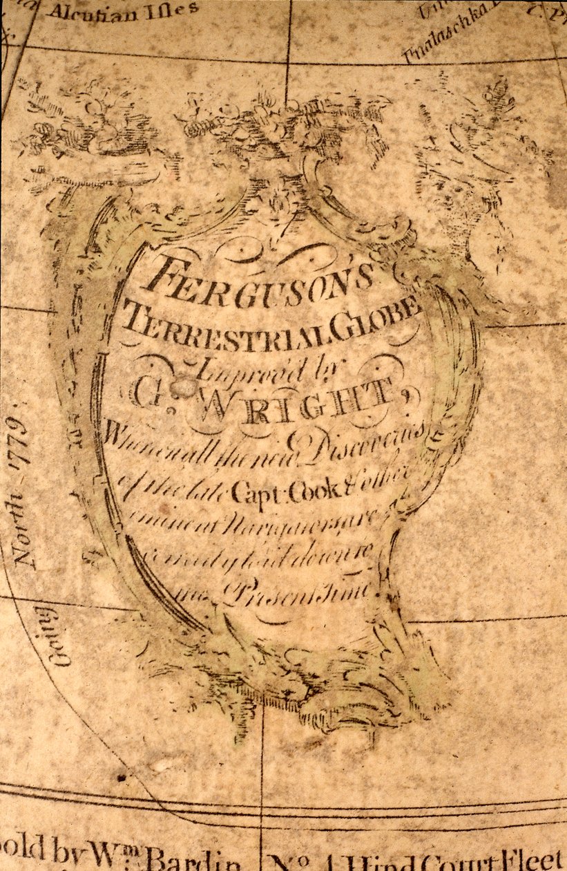 Kartouche i det nordlige Stillehav, ca. 1795 (papmaché, graveret kobberplade, messing, træ, papir) af William Bardin