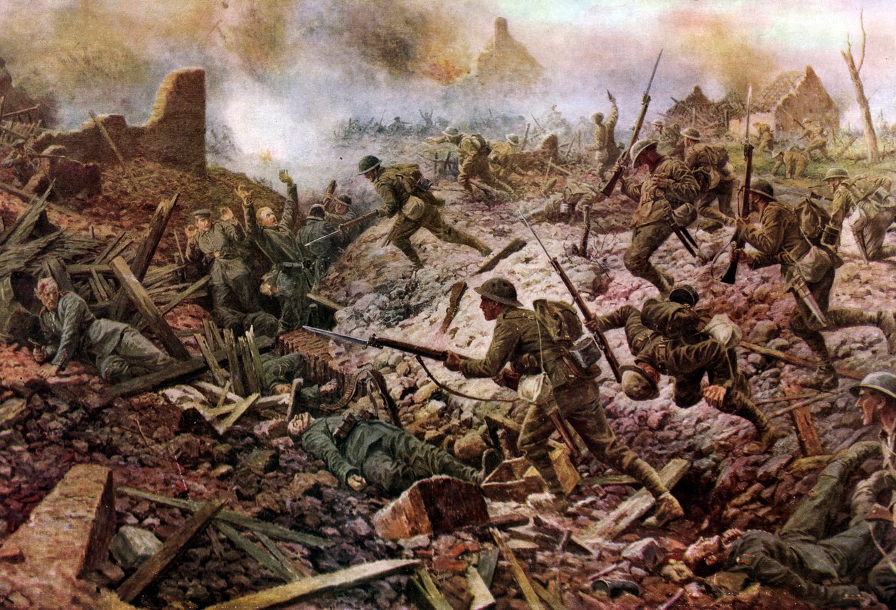 London Territorials ved Pozières under slaget ved Somme af William Barnes (after) Wollen