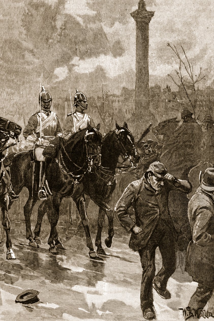 Blodig søndag: Livvagterne holder Trafalgar Square, 1887, illustration fra 