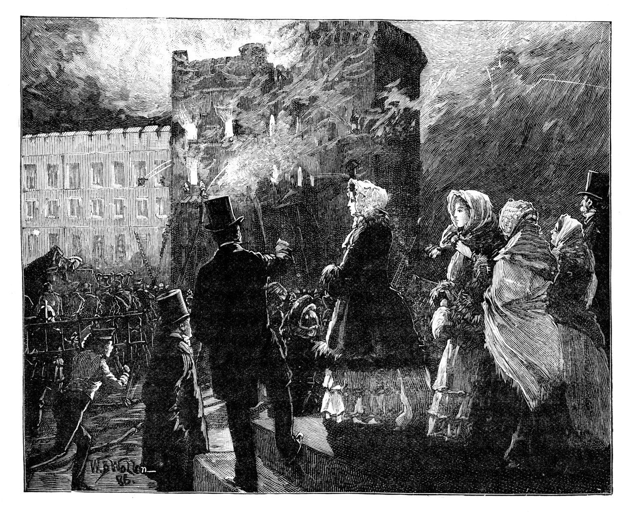 Brand i Prince of Wales Tower, Windsor Castle, c1850